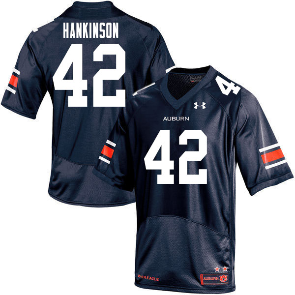 Auburn Tigers Men's Crimmins Hankinson #42 Navy Under Armour Stitched College 2020 NCAA Authentic Football Jersey UJE4674EU